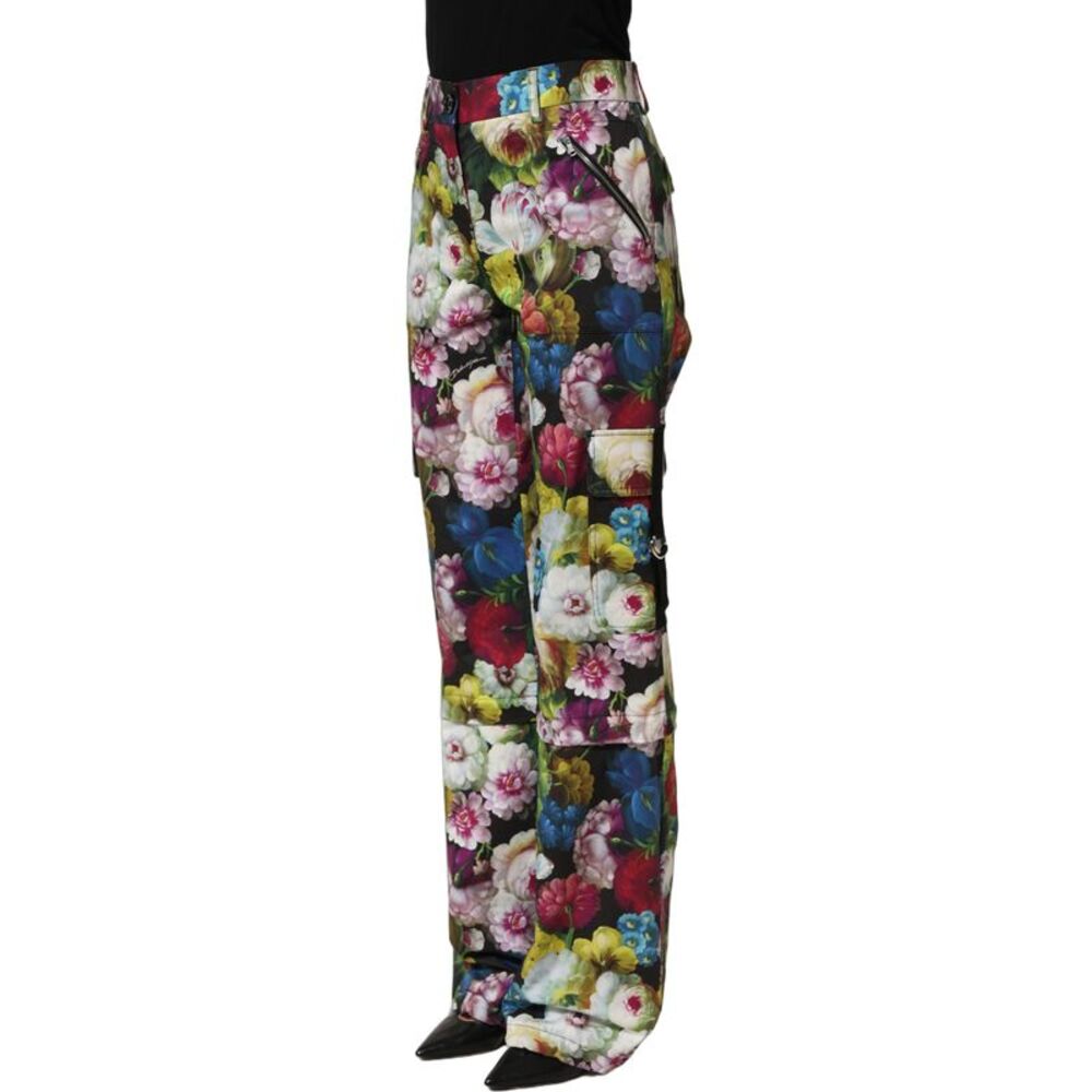 Dolce & Gabbana Multicolor Floral High Waist Wide Leg Women's Pants - Picture 2 of 5